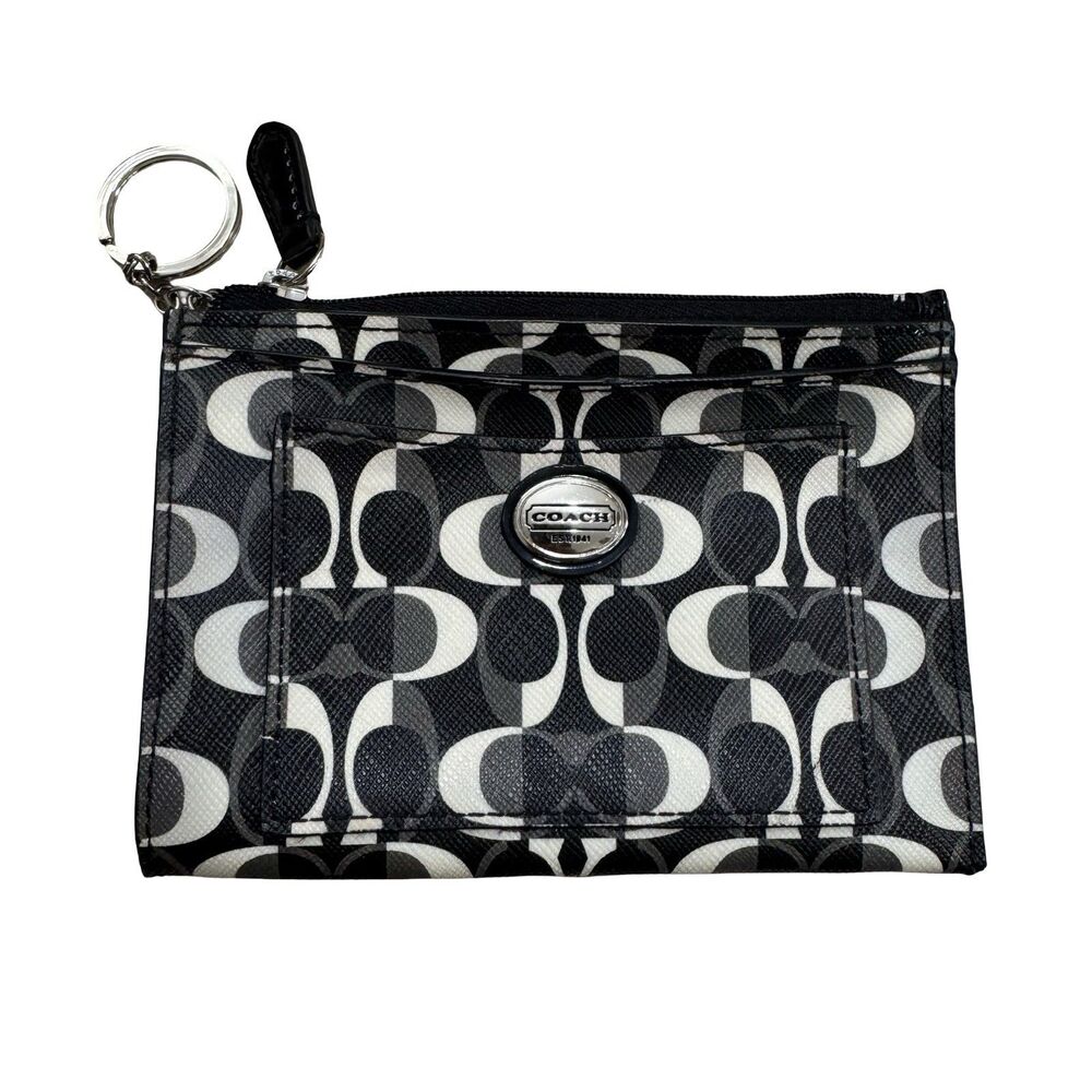 COACH F50525 Peyton‎ Dream C Medium Skinny Wallet Black White Y2K